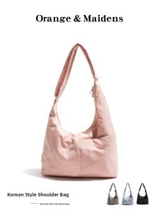 Orange Girl Retro Style Waterproof Nylon Commuter Shoulder Bag Large Capacity Tote Handbag for Women Single Strap Work Bag