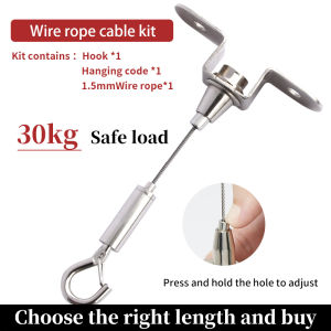 2SET 1.5mm Automatic Telescopic Cable Rope Stainless Steel Wire Sling With Lifting Adjustment Hook At Both Ends Safety Load 30kg