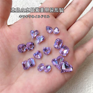 New Arrival Crystal Purple Nail Drills Sharp Bottom Super Shiny Oblique Heart Shaped Oval Nail Drills for Beauty Tools