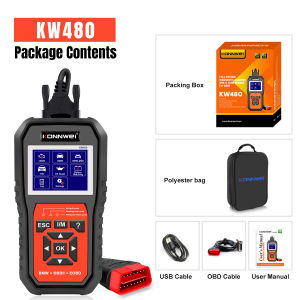 Konnwei | KONNWEI KW480 OBD2 Car Diagnostic Scanner Code Reader OIL TPMS Reset O2 Adapter Full Systems Scanner Auto Tools for BMW Auto