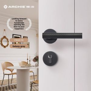 Archie | Silent Brass Indoor Door Lock with Solid Wood Handle