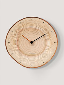 Modern Minimalist Wooden Style Wall Clock Silent Living Room Dining Room Decor No Drilling Required Year Ring Design Home Accessories