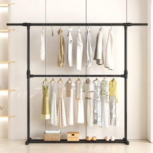 Easy-to-assemble Double-layer Floor Standing Coat Rack
