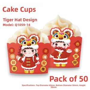 High Temperature Resistant Cake Paper Cups with Roll Edge for Baking in Oven Oil Proof Muffin Cups 50 Pieces Kitchen Cooking Tools
