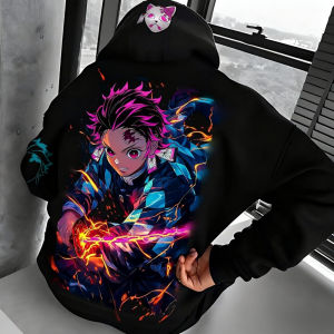 Bandai | Demon Slayer Anime Kamado Tanjirou Hoodie 2025 Autumn/Winter Mens and Womens New Loose Casual American Hip Hop Pullover Top