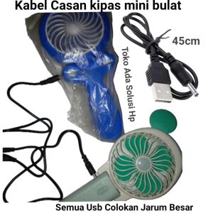 Kabel Casan Kipas mini bulat Karakter Cas Adaptor Usb Colokan Jarum Besar Charger hp bt nokia lama