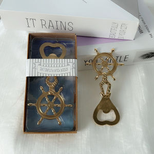 【COD】 New Creative Wedding Travel Baptismal Souvenir Sailor Nautical Steering Wheel Boat Rudder Bottle Opener Anchor Design Opener Gift Souvenir