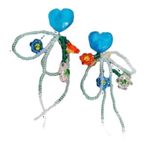 SRRMHYN Hoa Tai Pha Lê Thắt Nút Bướm Trái Tim Ngọt Ngào Phong Cách Mới Mùa Hè Trang Sức Trẻ Em Thiết Kế Sáng Tạo Quà Tặng Sáng Tạo