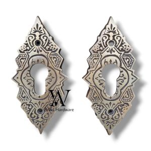 Tutup Lubang Kunci Pintu Rumah Kuningan Motif Piramid Ukir Antik 2 Pcs