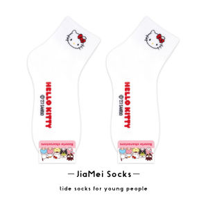Sanrio Tube Socks Female South Korea Cute Cartoon Kuromi Pacha Dog Cinnamoroll Babycinnamoroll Melody Hello Kitty White Socks