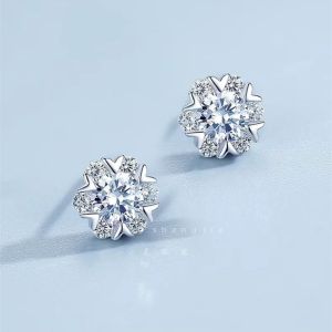 S999 Sterling Silver Simple Elegant All-Match Earrings Womens New Arrival Accessible Luxury Special-Interest Design Fancy Sweet Snowflake Earrings