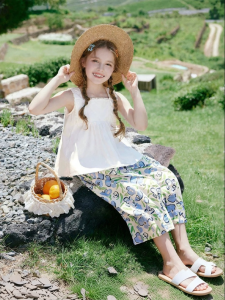 XIANGYING | Cotton Childrens Sleeveless White Dress Shirt