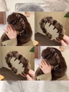 NING ZHOU | Fur Leopard Print Headband Hair Styler