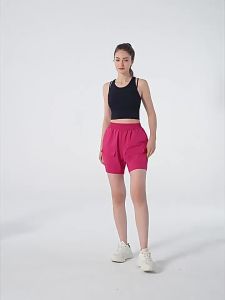 alo ชุดกางเกงขาสั้นกีฬาสไตล์ยุโรปและอเมริกาสำหรับผู้หญิง ทรงหลวมเล็กน้อย กางเกงขากว้างสี่ส่วน เอวสูง ยกสะโพก วิ่ง ฟิตเนส