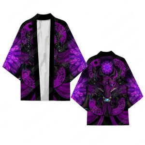 Áo Khoác Kimono Nhật Bản In Hình Rồng Tím Kiểu Dáng Rộng Rãi Truyền Thống Cosplay Samurai Thời Trang Đường Phố Cổ Điển Dành Cho Nam Mùa Hè Chất Liệu Polyester Phong Cách Thường Ngày