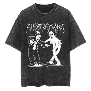 Ghostemane Printed Washed T-shirt Men Casual Gothic Oversized Streetwear Men Hip Hop Y2K Rap Rock Trap Metal Tops T-shirts
