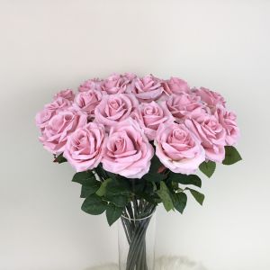 ดอกกุหลาบปลอม ดอกไม้ประดิษฐ์เกรดพรีเมี่ยม กุหลาบดอกใหญ่ก้านยาว