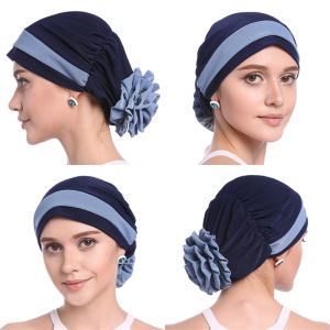 H133 หน้าผาก 2 สี Turban Hijab ยืดด้านใน Hijabs ฝาครอบหมวก Ready To Wear ผู้หญิงผ้าพันคอภายใต้ Hijab Bo