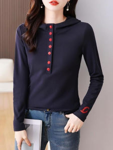 Fashionable Long Sleeve Base Shirt Womens T-shirt Autumn New Style Age-Defying Versatile Cotton Blend Korean Style Top