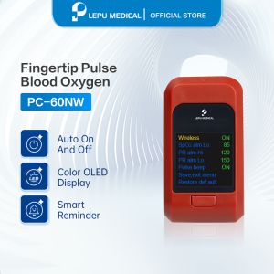 Lepu【MDA approved 2 Year Warranty】Oxymeter Finger Pulse Oximeter Digital Blood Oxygen Meter PC-60NW for Kid Adult Android iPhone with Lanyard Wireless Bluetooth Connection Color OLED