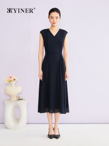 Elegant V-Neck Pleated Waistless Chiffon Dress