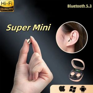 Mini Wireless Earphones Bluetooth 5.3 Headphone Small Earbuds Sleep Work Music Sports Invisible Headset HD HIFI Bass Sound Quality