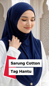 Premium Cotton Instant Hijab Tag Hantu Size M L - Humairo Exclusive