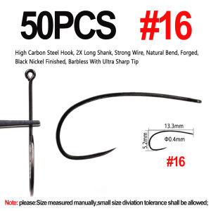 50PCS #4~#24 High Carbon Steel Barbless Fly Hook for Stimulator Hoppers Fly Tying Hook Salmon Trout Fishing Lures Fishhook