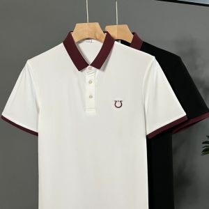 Áo Thun Nam Mùa Hè Tay Ngắn Mỏng Màu Tương Phản Cổ Polo Thời Trang Thoáng Khí Thường Ngày Trẻ Trung Màu Trắng Áo Thun Nam