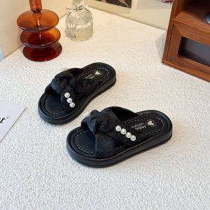 Stylish Pearl Slip-on Flip Flops Beach Shoes