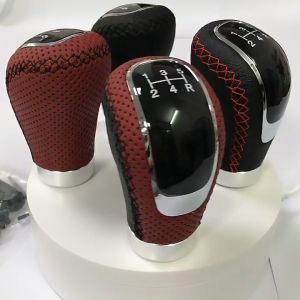 5 Kecepatan Hitam Jahitan Kulit Manual Mobil Gear Shift Knob Stick Shifter Tuas - Tuas Persneling High Quality Leather