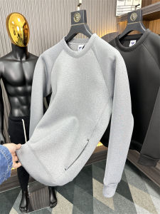 คอกลมแขนยาวยืดหยุ่นสูง เสื้อสเว็ตเชิ้ต สําหรับผู้ชาย ฤดูใบไม้ผลิ ฤดูใบไม้ร่วง สีบริสุทธิ์ ไแกรมเมจสูง แห้งเร็ว พื้นที่สบาย ผ้าฝ้าย เสื้อฮู้ด