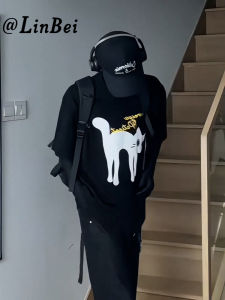 Trendy American Style Heavyweight Pure Cotton Black Short Sleeve Mens T-shirt Summer New Arrival High-End Feeling Casual Wear