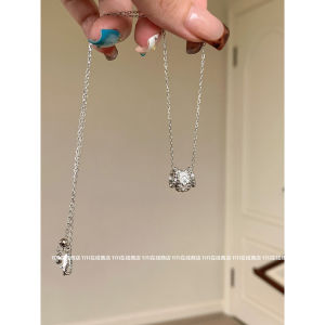 TiTi Three-Loop Road through Necklace Womens High-End Sensation Frosted Versatile Clavicle Chain Four-Leaf Clover Charm