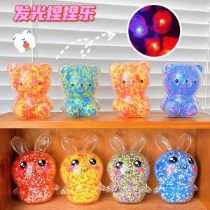 Mochi Hạt Xốp Gấu/Thỏ Có Đèn Đồ Chơi Bóp Tay Giảm Stress