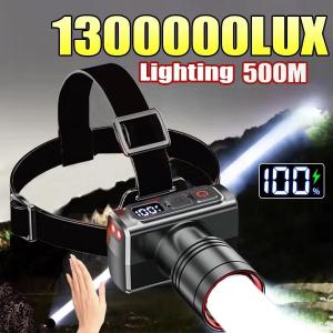 LED Sensor Headlamp Camping Search Light Rechargeable Powerful Head Lamp Front Lanterns Headlights 3 Modes Head Flashlight