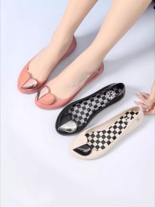 Zaxy Ladies Flat round Toe Jelly Shoes Soft Pad Butterfly Inner Heightening Casual Sweet Style Footwear for Young And Middle-Aged Women