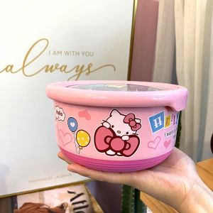 Korean Style Stainless Steel Lunch Box Cartoon Design Large Capacity Bento Box Sealed Anti-Scalding Soup Bowl Freshness Box for Students