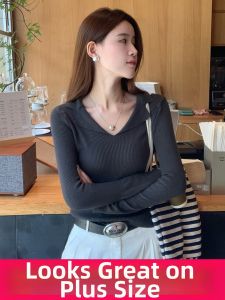 LUQIAN | Autumn Long Sleeve Base Layer Sweater Polo Neck Design Slim Big Size