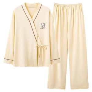 Bộ đồ ngủ bà bầu MiiOW làm bằng vải cotton dài tay có đệm ngực