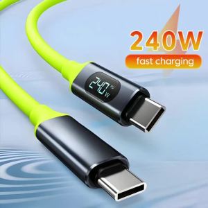 Cáp Sạc Nhanh PD240W Type C To USB C Có Màn Hình Hiển Thị Kỹ Thuật Số Dây Dữ Liệu 100W Dành Cho iPhone 15 16 17 Samsung Huawei Chất Liệu Silicon Lỏng