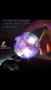 稀有的紫黄水晶球金字塔,上帝的指纹,蓝针(同一颗多个特征风景)/天然紫黄水晶球/ Natural Color Ametrine Sphere