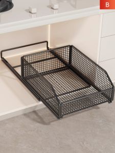 Kitchen Multi-Functional Pull-Out Drawer Style Storage Box Sink under Cabinet Storage Rack Modern Simple Style Desktop Installation