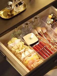 Stackable Acrylic Cosmetic Organizer Durable Makeup Brushes Lipstick Storage Box Desktop Organizer Clear Cosmetic Tools Storage