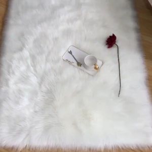 【Customer favorite】 White Fluffy Carpet Soft Faux Rug Furry Chair Seat Pad Floor Mat Sofa Cushion