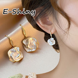 French Romantic Elegant White Enamel Camellia Pendant Flower Earrings New Fashion Jewelry Accessories For Women‘s Christmas