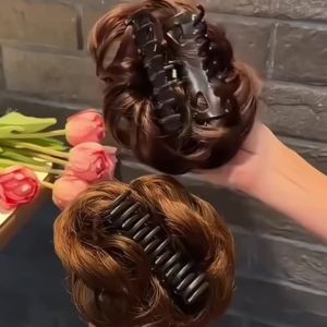 Synthetic Messy Bun Hair Piece Claw Clip Ponytail Extensions Scrunchie-style Lazy Flower Bud Bun Chignon Wavy Curly Ponytail