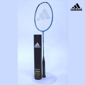 Paket Raket Badminton Adidas E Strak dan Shuttlecock Flieger FS1 Speed 77 Putih isi 12