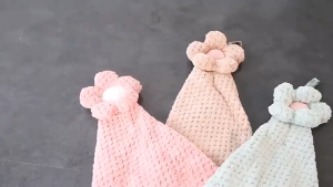 Soft Plush Dishcloths KitchenBathingHouseholdCleaning Quick Dry Wipe Towel Bathroom absorbent Coral Fleece Hanging Hand Towels Sun Flower