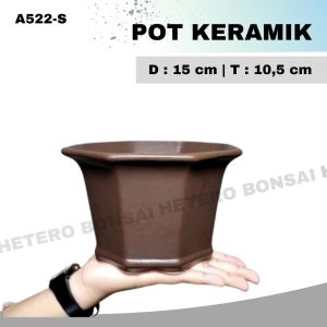 Pot Bonsai Keramik Segi Delapan Motif Unik